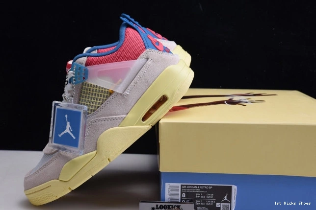 1st Kicks DC9533-800 Union Ice Guava Retro Jordan Air 4 0729